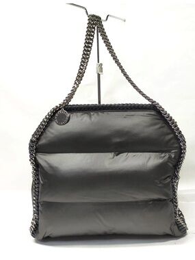 Stella McCartney Black Puffer Shoulder Bag with Chain Trim